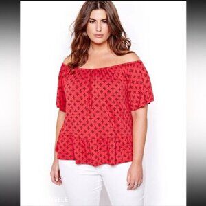 Addition Elle Michel Studio Red Off The Shoulder Blouse Size X